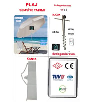 Krem Deniz Plaj Şemsiyesi Seti  2 Mt 10 Telli Bej  Şemsiye + Çanta+Kazık
