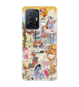 Xiaomi Mi 11T - 11T Pro Uyumlu Winnie The Pooh Kolaj Tasarımlı Şeffaf Telefon Kılıfı