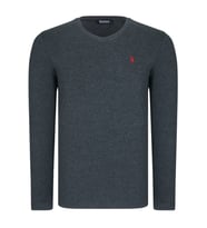T8587 DEWBERRY V YAKA ERKEK UZUN KOL T-SHIRT-AÇIK ANTRASİT (Karışık)