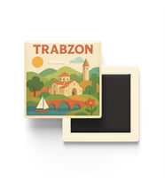 Trabzon - Memleket Temalı - Paper Cut Art - Baskılı Buzdolap Magneti Kare - 9x9 cm