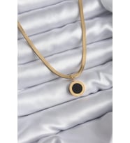 pilelistore 316L Çelik Gold Renk İtalyan Zincir Model İşleme Detay Kadın Kolye - TJ-BKO7867