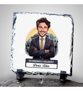 Kişiye Özel Hediye Karikatürlü En Başarılı Erkek Oto Galerici Dekoratif Taş