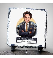 Kişiye Özel Hediye Karikatürlü En Başarılı Erkek Oto Galerici Dekoratif Taş