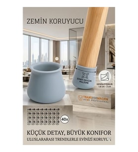 Silikonlu Sandalye Ayak Koruyucu - Sessiz ve Çiziksiz Kullanım, 40 lı Set GRİ 723002