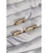 Pirinç Gold Renk Renkli Zirkon Taşlı Kare Model Küpe Seti 5886 - SSSSSS6599-7041