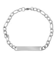Silver Renk Gurmet Zincirli Basic Model Kişiye Özel İsim/Harf Yazılı Erkek Çelik Bileklik (Gümüş)