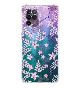 PrintiFy Oppo A94 Uyumlu Köşe Korumalı Floral Pudra Tasarımlı Şeffaf Silikon Kılıf