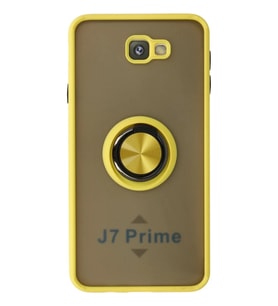 Newface Samsung Galaxy J7 Prime Kılıf Montreal Yüzüklü Silikon Kapak - Sarı