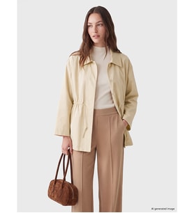 LCW Modest Bej Gömlek Yaka Oversize Kadın Trençkot