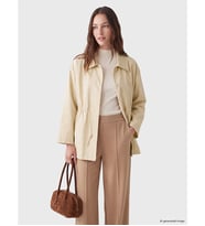 LCW Modest Bej Gömlek Yaka Oversize Kadın Trençkot