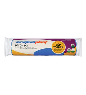 Newtechplast Çöp Torbası, Büyük Boy, Mavi, 65 X 80 cm., 10 Rulo 100 Adet
