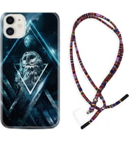 Apple iPhone 11 12 13 Mini Kılıf Boyun Asklı Rasta Silikon Old Owl 1649