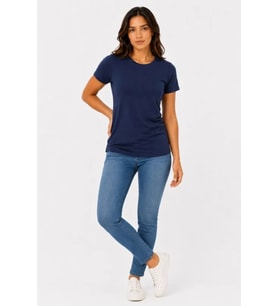 Basic Tişört Bisiklet Yaka Kısa Kol Günlük Yazlık Slim Fit T-Shirt - Lacivert