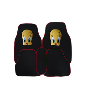 5 Parça Kırmızı Kenarlı Araç Oto Halı Paspas  Tweety Emoji Araç Seyahat Boyun Yastığı