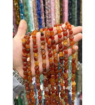 Kırmızı Akik Taşı Tımbıl Kesim Kırmızı 8x12mm Doğal Taş Dizi