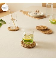 Ocean Home Textile 4'lü Bej Renk Rafya Bardak Altlığı Ø 11 cm