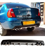 Ranault Clio 2 Sedan Difüzör Arka Tampon Eki 4 Egzoz Çıkışlı Gri Lüx Tip