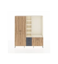 Hyperion Dolap 13 Raflı 3 Çekmeceli 4 Kapaklı 220x44x243 Aytaşı-Çam/Antrasit