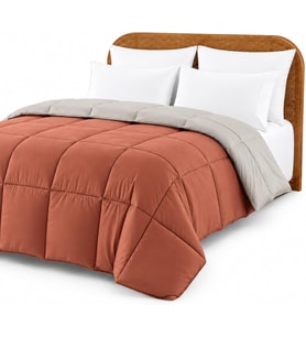sahilde tekstil Wende kuştüyü alt yün, polyester, turuncu Rost/Oatmeal, King