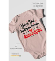 Yeni yıl hediyen benim anneciğim Kısa Kollu Bebek Body %100 Pamuk