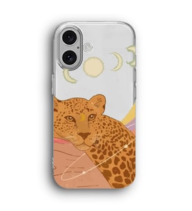 iPhone 16 Uyumlu Leopar Desenli Şeffaf Telefon Kılıfı