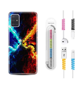 Samsung a71 A72 A73 A7 A9 2018 C7 C9 Kılıf Kablo Koruma Spiral Silikon Red Blue Leon 1714