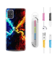 Samsung a71 A72 A73 A7 A9 2018 C7 C9 Kılıf Kablo Koruma Spiral Silikon Red Blue Leon 1714