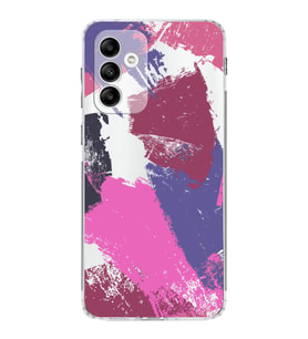 Samsung Galaxy M13 Uyumlu Kamera korumalı Kapak Brushstroke Tasarımlı  Şeffaf Kılıf