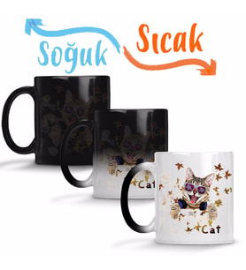 Cat Kedi Sihirli Kupa Bardak Porselen
