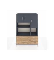 Hyperion Dolap 8 Raflı 5 Çekmeceli 3 Kapaklı 132x44x195 Antrasit-Antrasit/Çam