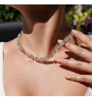 14 Ayar Altın Kaplama Gerçek Gökkuşağı Filoriti Doğaltaş Gümüş Kolye - NGS00103