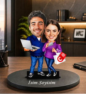Sevgiliye Özel Karikatür Biblo Sevgili Çiftlere Kişiye Özel İsim Soyisimli Romantik Hediye