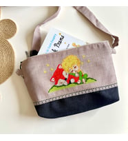 Seretamin Handmade Küçük Prens Kanaviçe Nakışlı Askılı Bez Çanta (Ekru)