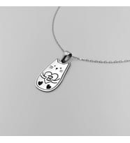 925 Ayar Gümüş Kişiselleştirilebilir Kedi Figürlü ve Harfli Kolye (Silver)