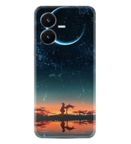 Vivo Y22S Kılıf Silikon Desen Özel Seri Ay ve Kız 1720