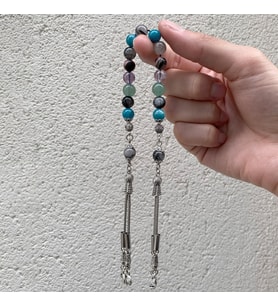 Boğa Burcu Zaza Tesbih – Ametrin, Mavi Apatit, Rodonit, Rutilli Kuvars & Yeşil Aventurin