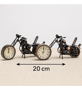 Metal Bilyeli Saatli Motor – Dekoratif Masa Üstü Motor Saat – 20 cm (Karışık)