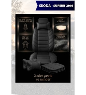 skoda superb 2010 Koltuk ve Kılıf uyumlu Minder Lüks Siyah Yastık 2 Minder 2 Yastık
