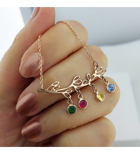 Vaoov 925 Ayar Gümüş Renkli Taşlı Kolye (Gold)