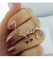 Vaoov 925 Ayar Gümüş Renkli Taşlı Kolye (Gold)