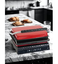 Tost Makinası Ultra Granit Yüzey İle Demir Döküm  1800W Yağ Hazneli Ultra Granit Tost Makinesi (Kırmızı)