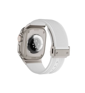 Apple Watch 44mm Uyumlu Zore KRD-113 Spor Görünümlü Silikon Kordon (Beyaz)