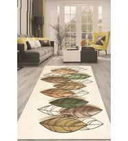 Dijital Kaymaz Taban Yıkanabilir Modern Renkli Salon Halısı Mutfak Halısı Yolluk ND-HT-309 (Bej)