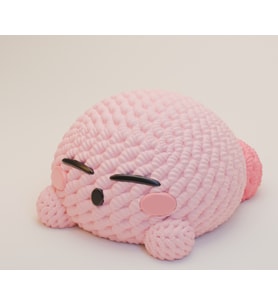 Örgü Dokulu Kirby 3D Baskı Modeli - Uyuyan Kirby Figürü - Dekoratif Masa Aksesuarı - STL