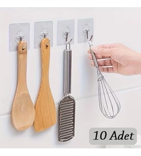 10 ADET Kendinden Yapışkanlı Şeffaf Askı (5343)