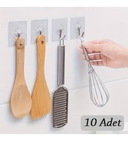 10 ADET Kendinden Yapışkanlı Şeffaf Askı (5343)