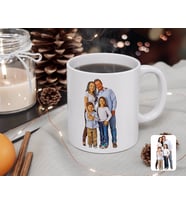 BK Gift Kişiye Özel Tam Boy Aile Karikatürlü Beyaz Kupa Bardak-1