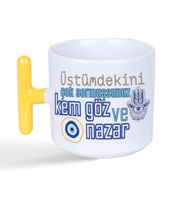 Üstümdekini Çok Sormuşsunuz Baskılı Sarı Kulplu T Kupa