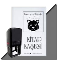 Kişiye Özel  Kızgın Kedi Emoji Tarihli Kitap Kaşesi (Siyah)