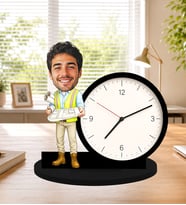 Kişiye Özel Karikatürlü Masa Saati – İnşaat Mühendisine Özel Hediye ofis hediyesi İnşaat Mühendisi, Mimar ve Şantiye Hediyesi